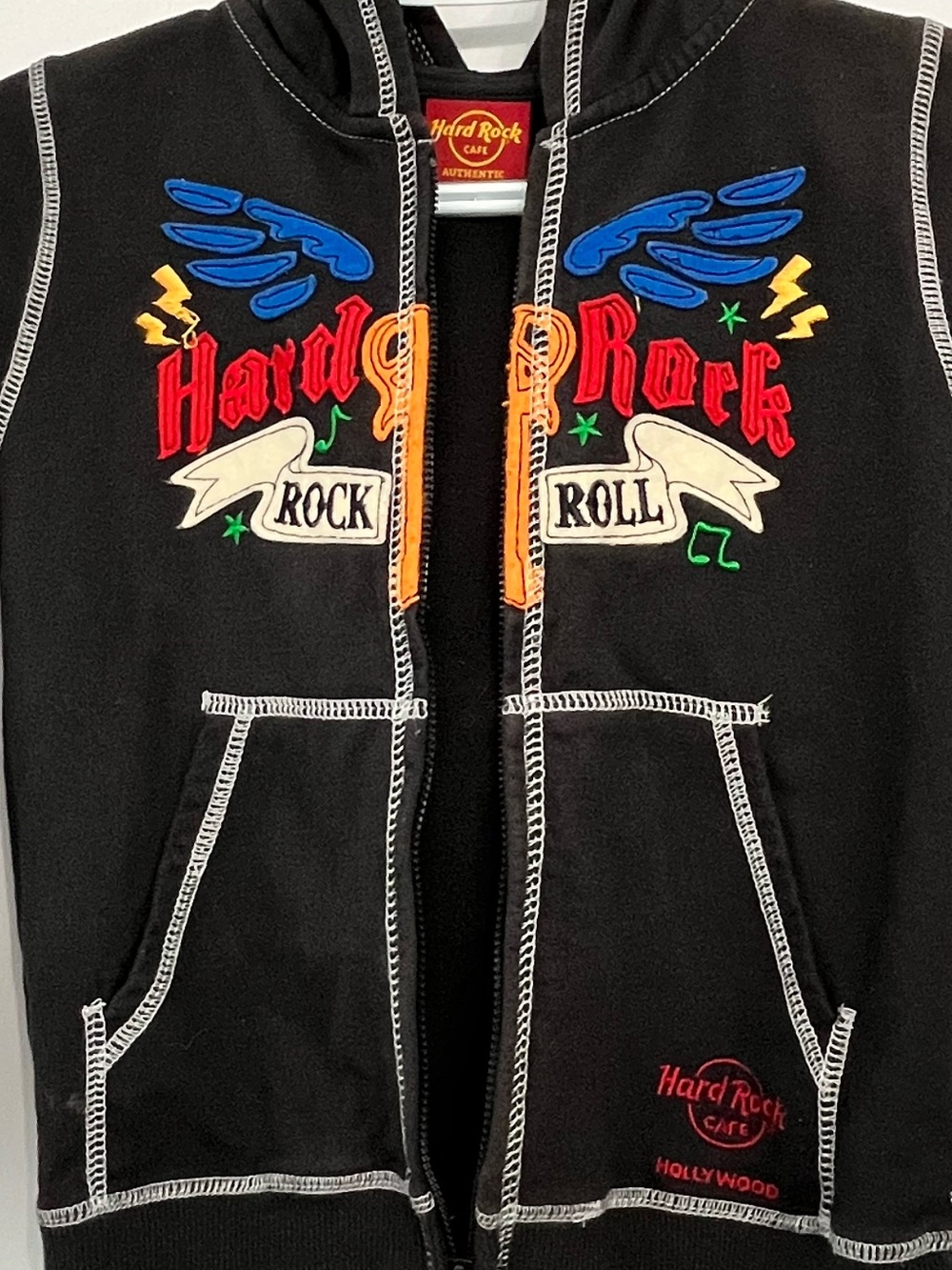 Hard Rock Cafe Hollywood Hoodie S Black Zip Up Graphic Sweatshirt Rock